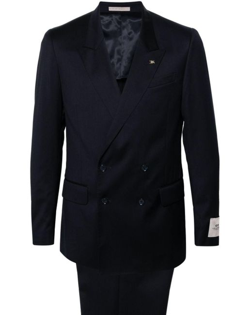 Corneliani Blue Double-breasted Virgin Wool-blend Suit for men