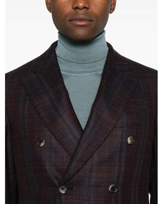 Double-breasted checked jacket Caruso de hombre de color Black