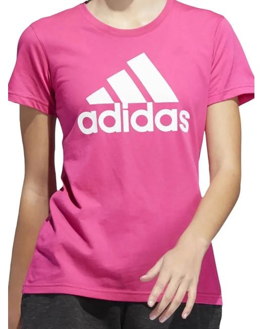 Adidas Pink Stadium Badge of Sport Real Magenta T-Shirt