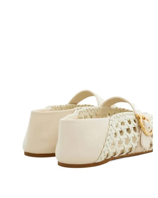 Ferragamo White Gancini-Buckle Ballet Flats