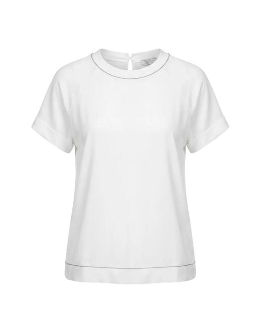 Peserico White Trim-Detail T-Shirt