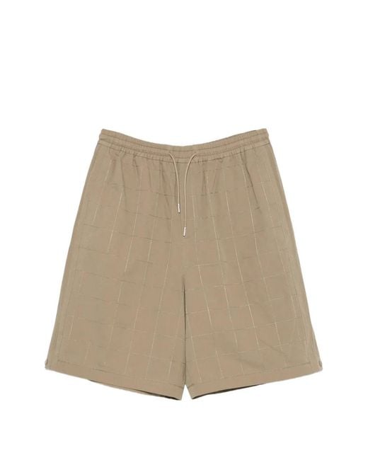 Juun.J Natural Check-Pattern Drawstring Shorts for men