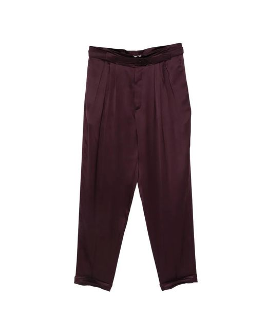 Saint Laurent Purple Pleated Belted Trousers for men