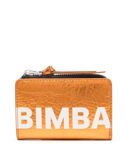 Bimba Y Lola Orange Logo-print Bi-fold Leather Wallet