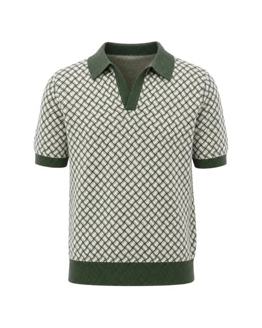 Drumohr Green Razor Geometric-Knit Short-Sleeve T-Shirt for men