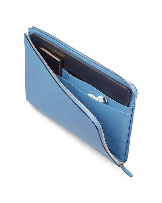 Smythson Blue Panama Laptop Case