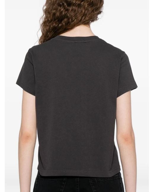 Camiseta corta con logo bordado Alexander Wang de color Black