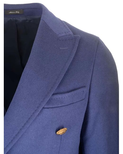 Al Duca D'aosta Blue Double-Breasted Coat for men