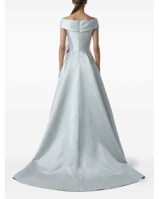 Gatti Nolli by Marwan Blue Feather-Embellished Gown Dress
