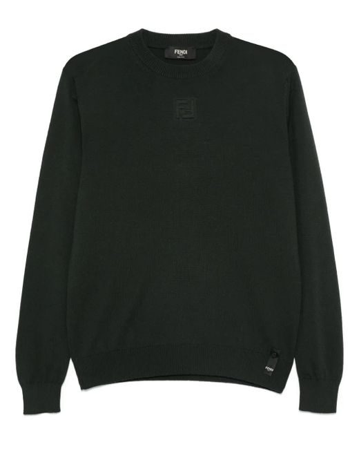 Fendi Black Wool Blend FF-Embossed Knitted Sweater for men
