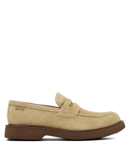 Camper Brown Norman Penny-Detail Suede Loafers for men