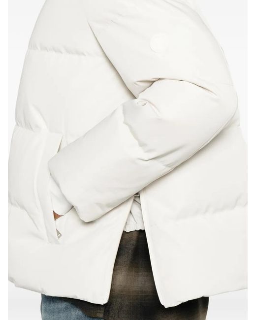 Yves Salomon White Hooded Puffer Jacket
