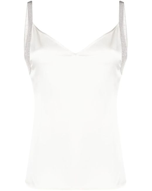 Fabiana Filippi White Metallic-Trim Satin Camisole