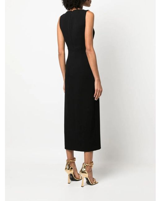 Roberto Cavalli Black V-Neck Side-Slit Dress