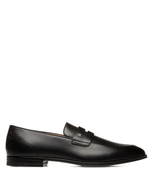 Bally Black Penny-Slot Leather Loafers for men