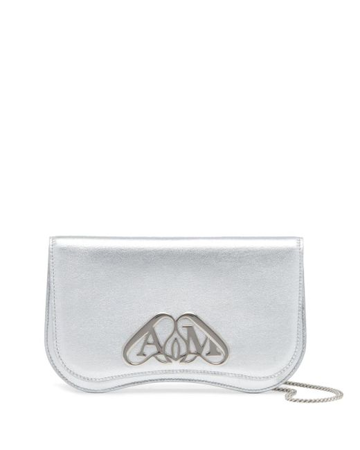 Alexander McQueen Gray The Seal Phone Leather Bag