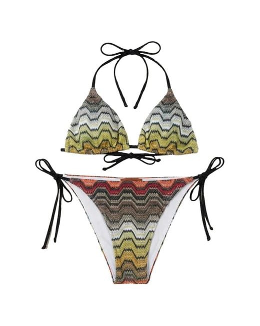 Missoni Metallic Zigzag-Knit Triangle Bikini