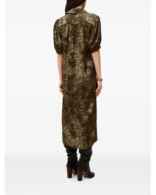 Ba&sh Natural Corma Puff-Sleeve Midi Dress