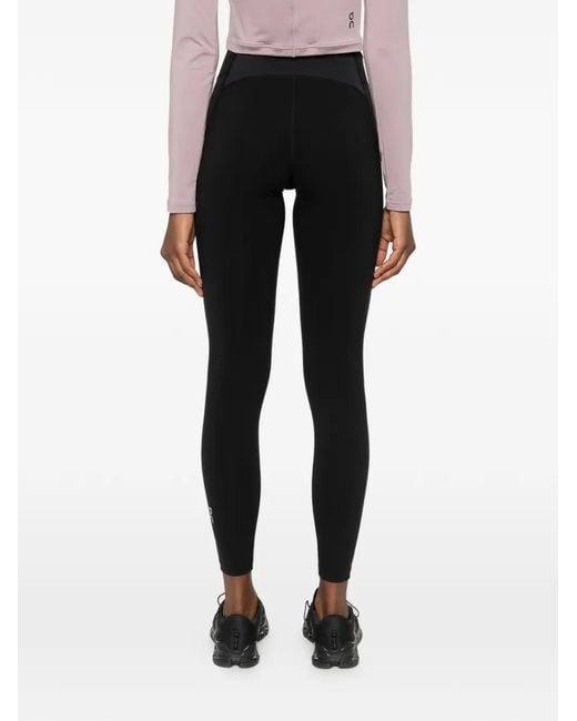 On Shoes Black Logo-Print Performance Tights