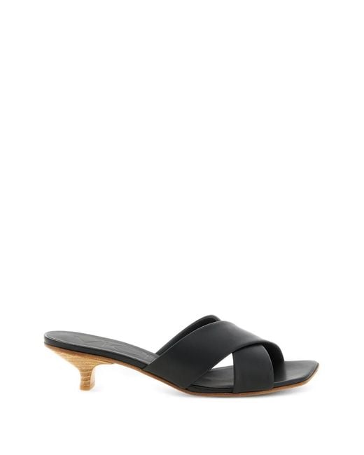 Vicini Black Square-Toe Heeled Sandals