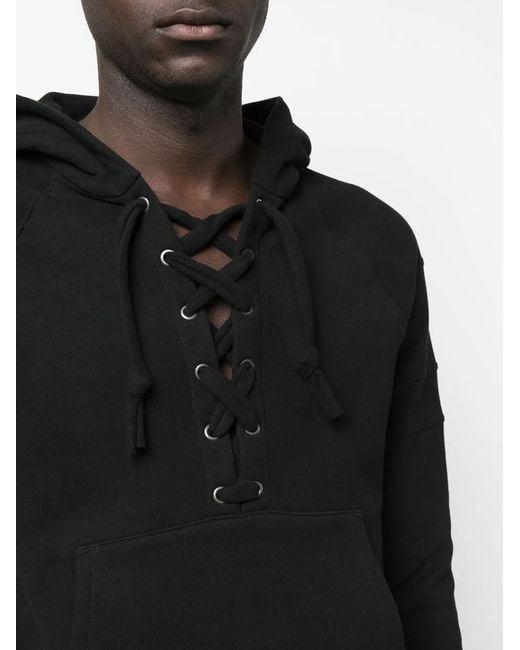 Saint Laurent Black Lace-trimmed Cotton-jersey Hoodie for men