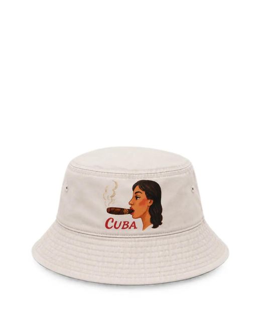 Melt White Graphic-Print Bucket Hat