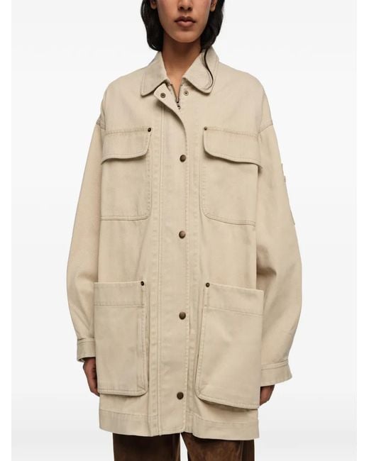 Bimba Y Lola Natural Patch-Pocket Coat