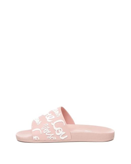Versace Jeans Couture Pink Logo-Detail Slip-On Slides