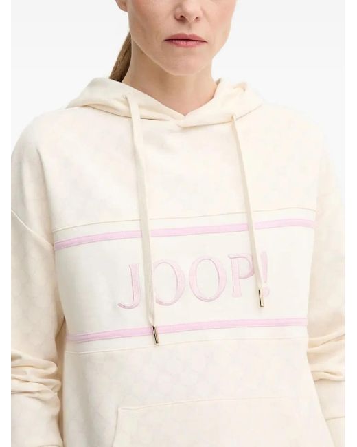 Joop! White Logo-Embroidered Hoodie