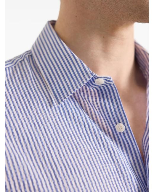 Orlebar Brown Blue Giles Striped Shirt for men
