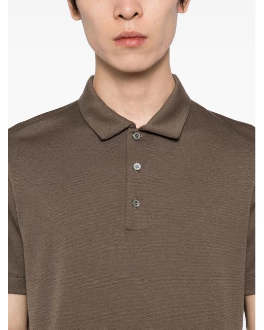 Canali Brown Cotton-Blended Polo Shirt for men