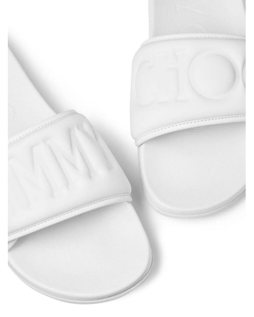 Jimmy Choo White Fitz/m Logo-debossed Slides for men