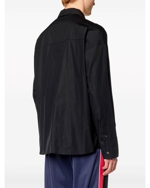 Maglione-camicia con zip corta di DIESEL in Black da Uomo