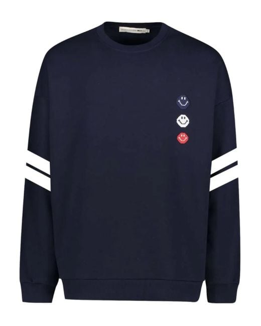 Joshua Sanders Blue X Smiley Stripe-Detail Sweatshirt for men