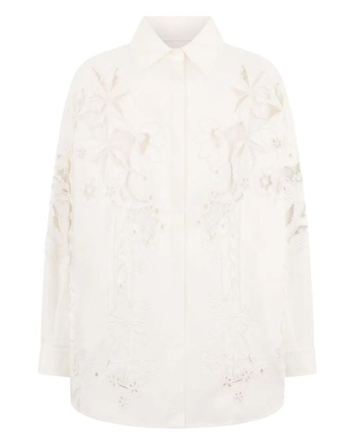Valentino Garavani White Floral-Lace Shirt
