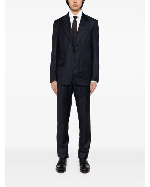 Tom Ford Blue Checked Single-Breasted Suit for men