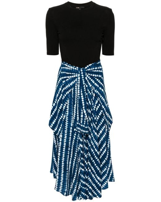 Maje Midi-jurk Met Abstract Patroon in het Blue