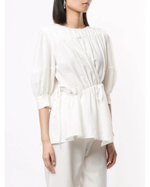 Goen.J White Multi-Directional Ruched Blouse