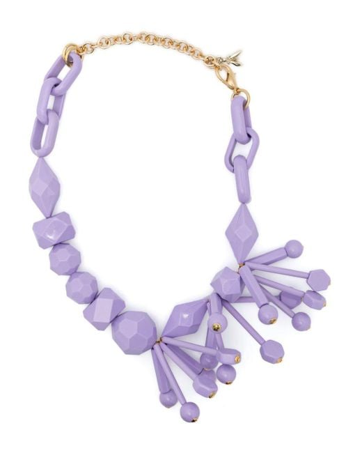 Patrizia Pepe Purple Bead-embellished Necklace