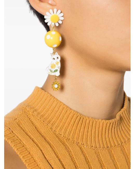 Amir Slama Metallic Cat-Charm Necklace Earrings Set