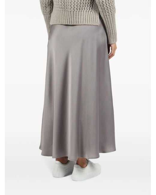 Herno Gray Satin Maxi Skirt