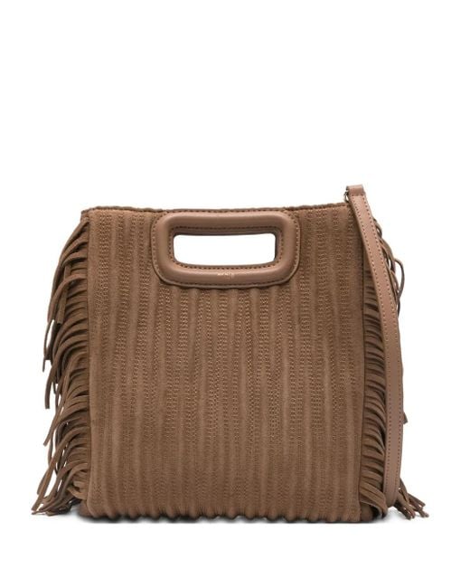 Borsa Mini Con Frange di Maje in Brown