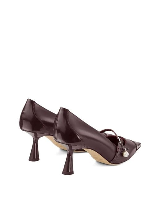 Jimmy Choo Brown 65Mm Aren Pearl-Embellished Pointed-Toe Pumps