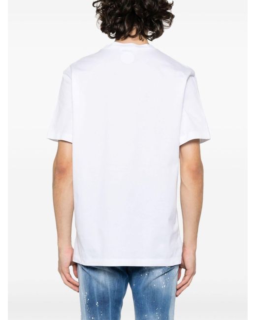 DSquared² White Graphic-Print Cotton T-Shirt for men