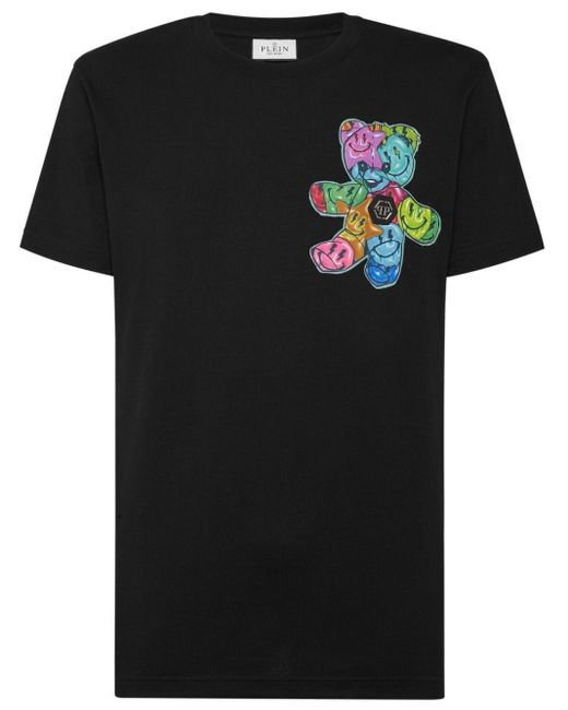 Philipp Plein Black Ss Smile Cotton T-shirt for men