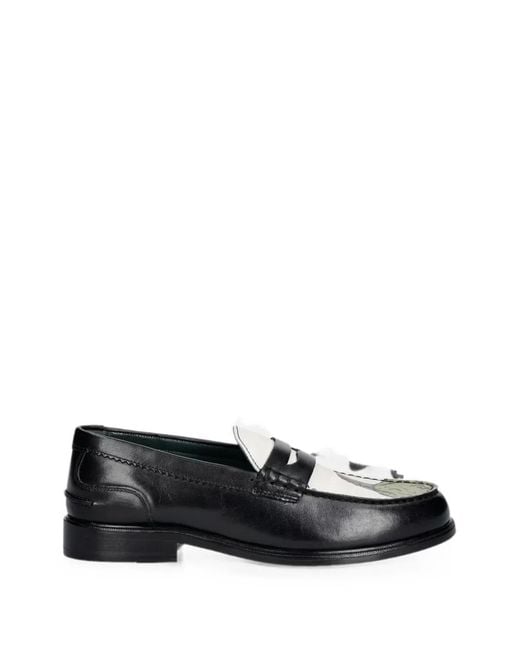 Clarks Black Craftmaster Graphic-Print Leather Loafers for men