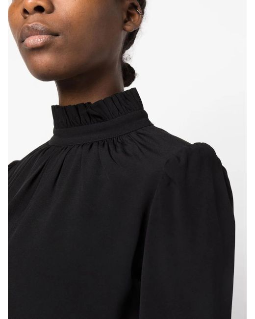 Rabanne Black Ruched Long-Sleeve Top