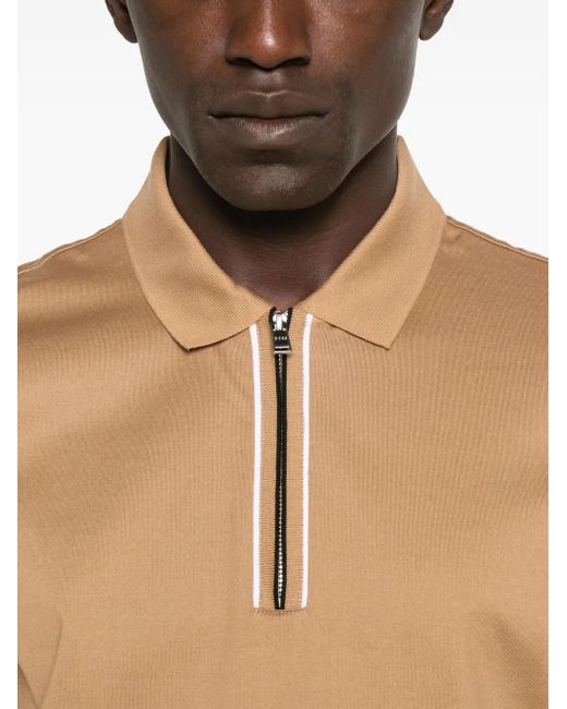 Boss Natural Zip-Front Polo Shirt for men
