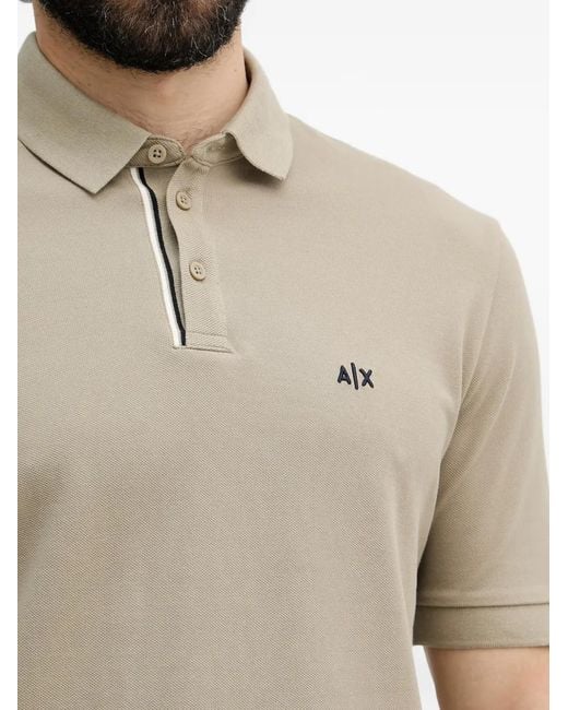 ARMANI EXCHANGE Natural Logo-Embroidered Polo Shirt for men