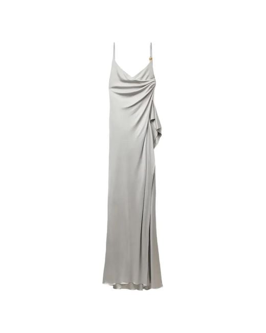 Versace White Medusa-Plaque Draped Gown